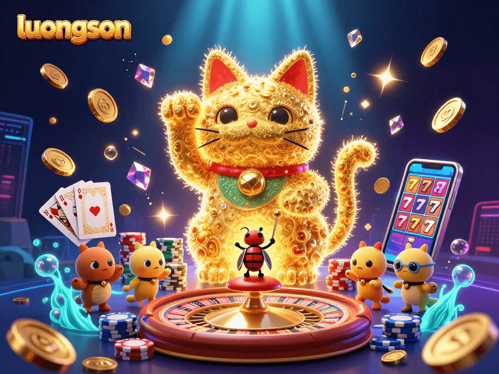 Enhance your luck in gambling with luongson's vibrant casino-themed illustration showcasing dynamic action and engaging elements.