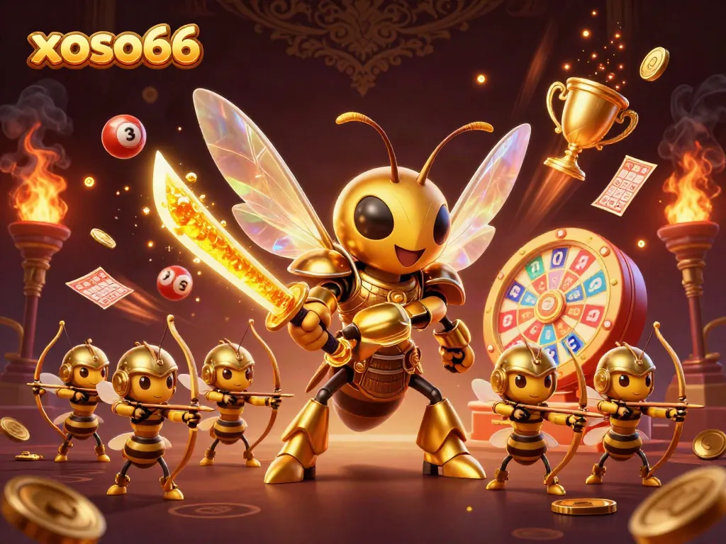 Experience thrilling excitement at xoso66 with dynamic golden illustrations of lottery games.
