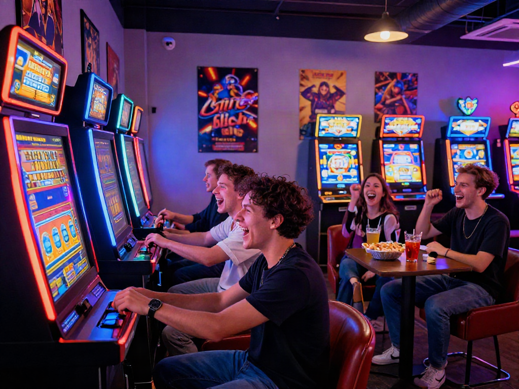 Exciting gaming lounge with vibrant atmosphere featuring slot gacor malam ini players enjoying a thrilling night.