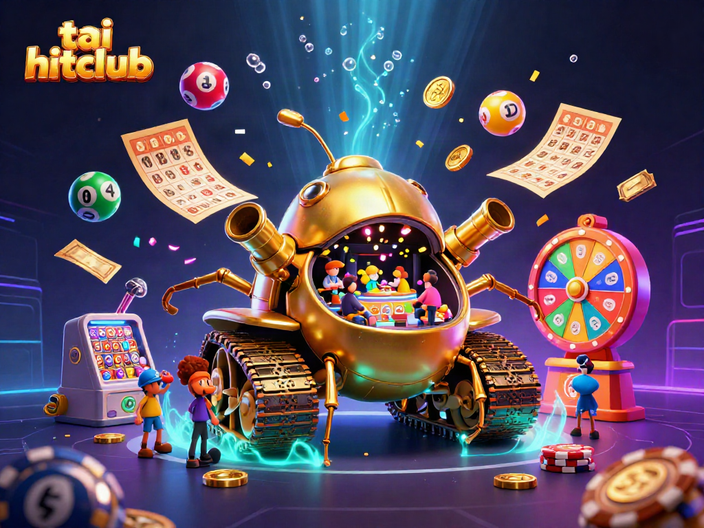 Experience the excitement of tai hitclub with vibrant games and dynamic bonuses in this detailed illustration.