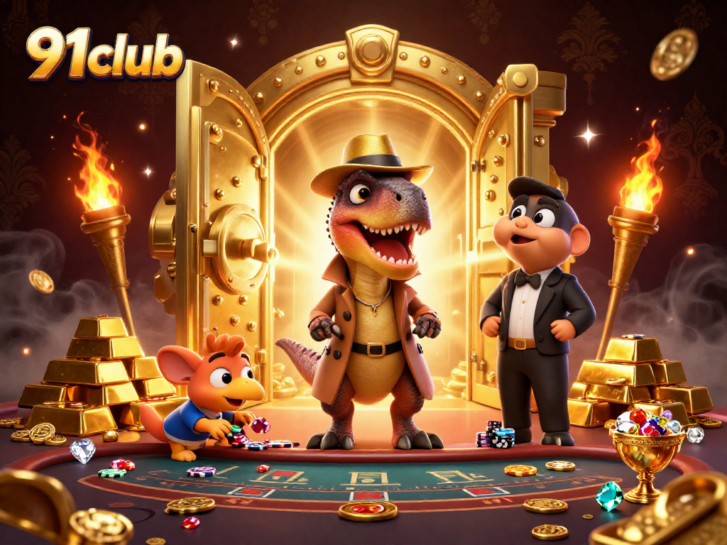 Win big at 91club with fun and colorful gambling action in an engaging casino scene.
