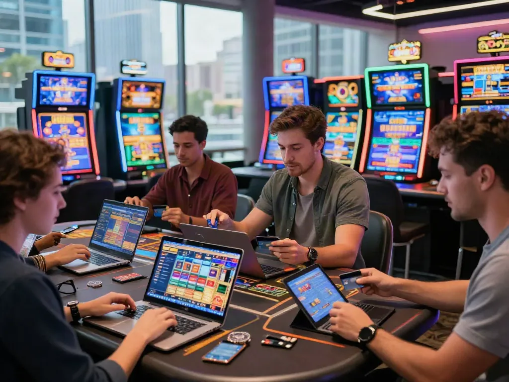 Engaged players at the best casinos for credit cards, enjoying exciting gaming experiences.